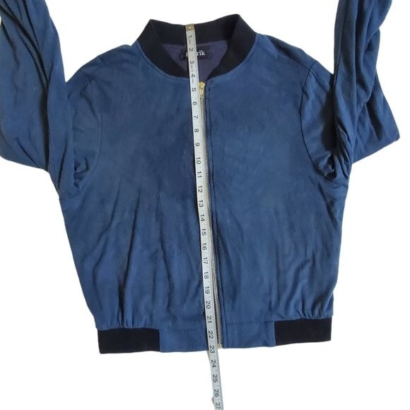 Fab'rik blue & black zip up long sleeve jacket sz S - Picture 10 of 12